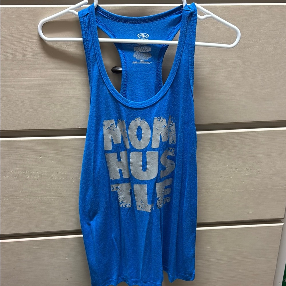 Blue Tank Top with White Graphic